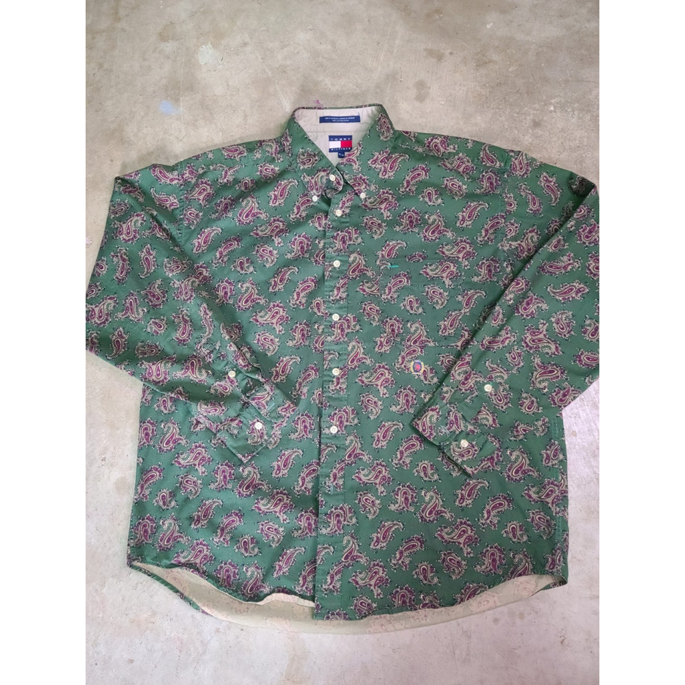Men's Tommy Hilfiger XL Paisley Long Sleeve Men's Button Down Mod Psychedelic